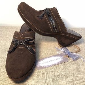 ECCO I Suede Wedge Mules